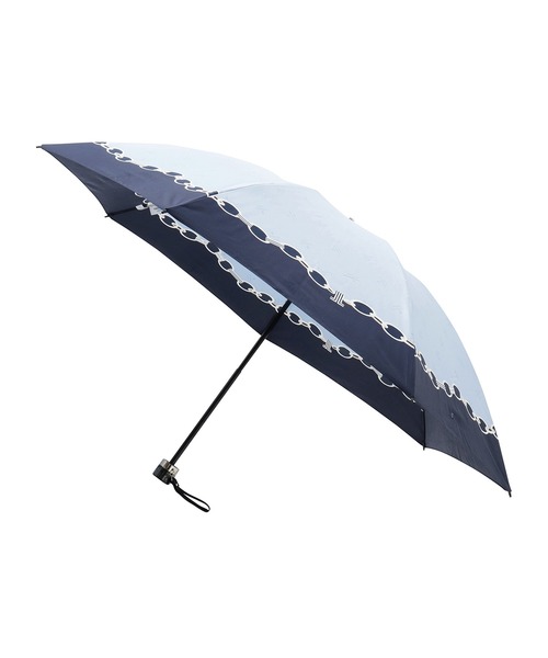LANVIN en Bleu 折りたたみ傘 折り畳み 雨傘 サテンプリント