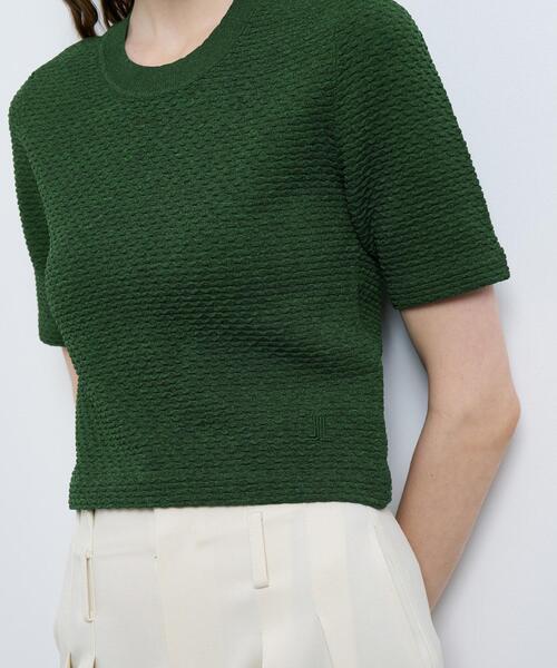 LANVIN en Bleu ニット セーター ウェーブジャカードハーフ