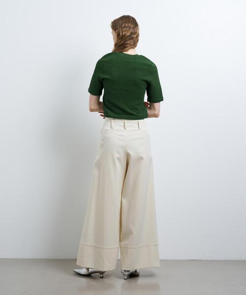 LANVIN en Bleu ニット ウェーブジャカードハーフスリーブニット 