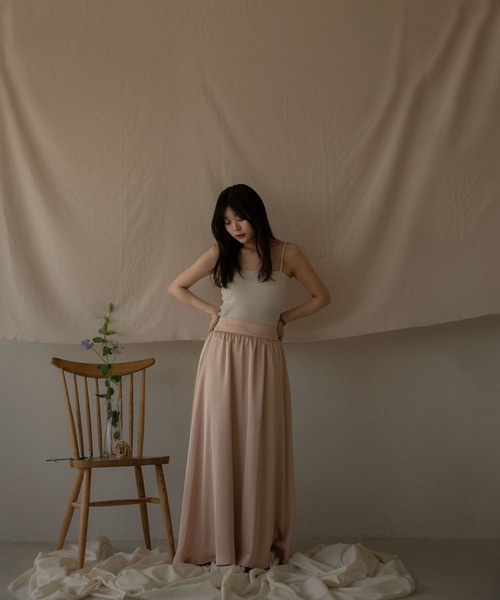 mideal スカート satin maxi flare skirt / サテンマキシフレア