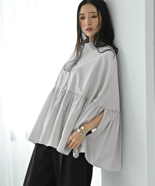 ISSEY MIYAKE✨ポンチョ シャツ　ブラウス 変形 カットソー セール】 ポンチョ風ブラウス （シャツ・ブラウス）｜INED / イネド