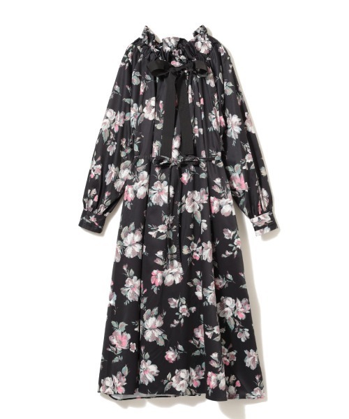 ワンピース フラワープリントリボンワンピース レディース : 85834435  