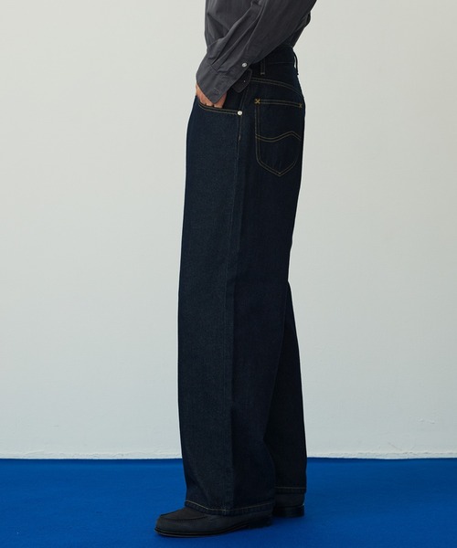 L.E.E. ダークブルー ワイドパンツ Lee ワイドレッグ デニムパンツ ダークブルー