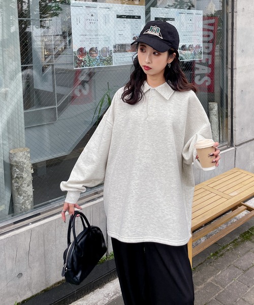 トレーナー スウェット 襟付きポロスウェットトレーナー レディース
