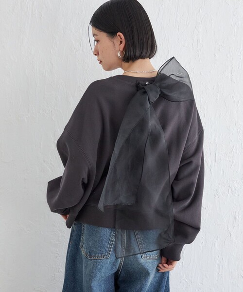 SHIPS トレーナー スウェット Wai＋:「手洗い可能」裏毛 オーガンジー  