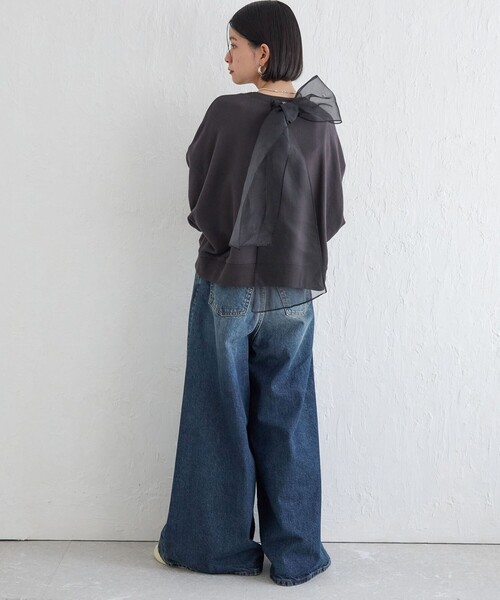 SHIPS トレーナー スウェット Wai＋:「手洗い可能」裏毛 オーガンジー  