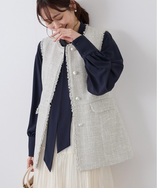 ロペピクニック　セレモニー・通勤対応/ツイードジレベスト ROPE' PICNIC ベスト ジレ セレモニー・通勤対応/ツイード