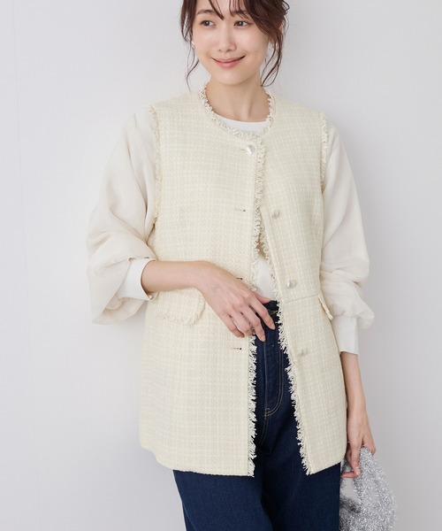 ロペピクニック　ツイード ジレ　グレー　セレモニー　　　フォーマル　新品未使用 ROPÉ PICNIC(ロペピクニック) / セレモニー・通勤対応/ツイード