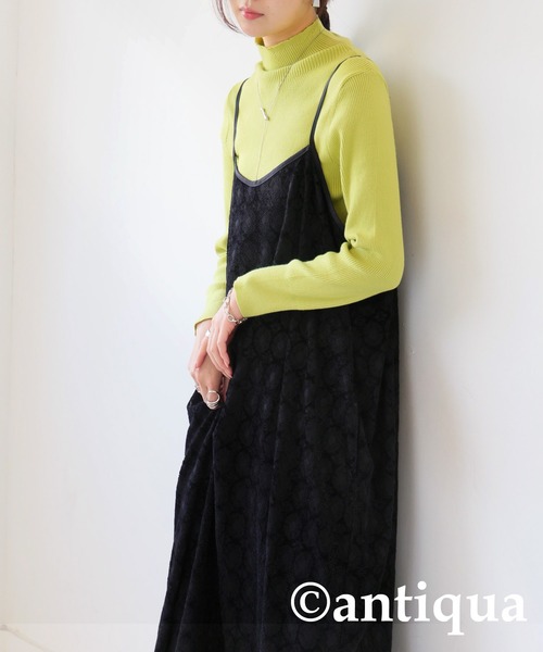 antiqua（アンティカ） ワンピース ベロアレースキャミワンピース