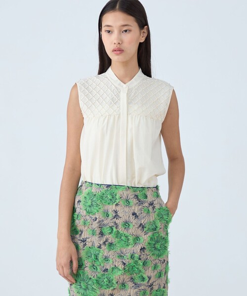 TOMORROWLAND Collection　シアーシャツ・シアーブラウス TOMORROWLAND collection ブラウス シャツ シアーオーガンジー ビーズ