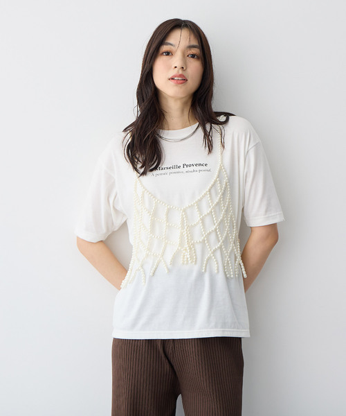 キャミソール 「anyfee/プラスサイズ」パールビスチェ「新色追加」