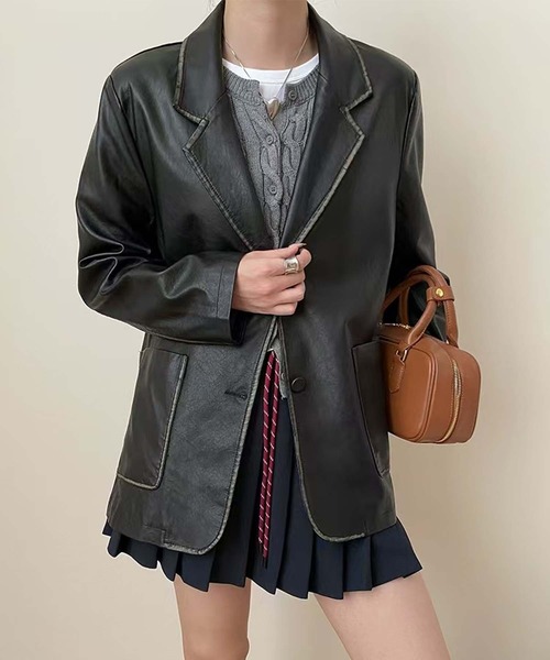 aimoha（アイモハ） ジャケット テーラードジャケット パイピングPU