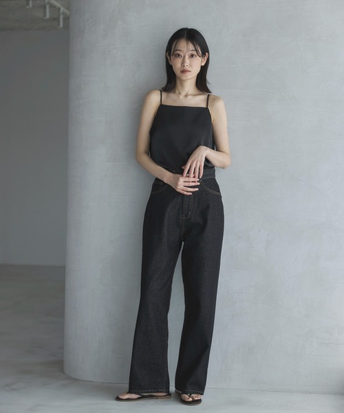 Rady - Rady キャミソール ブラック サテン生地 サテンカットオフトップス【BLACK】 – ELLIE