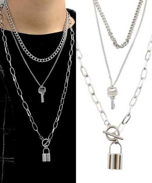 L LABEL（エルラベル） ネックレス 3本セットロック＆キーチェーン