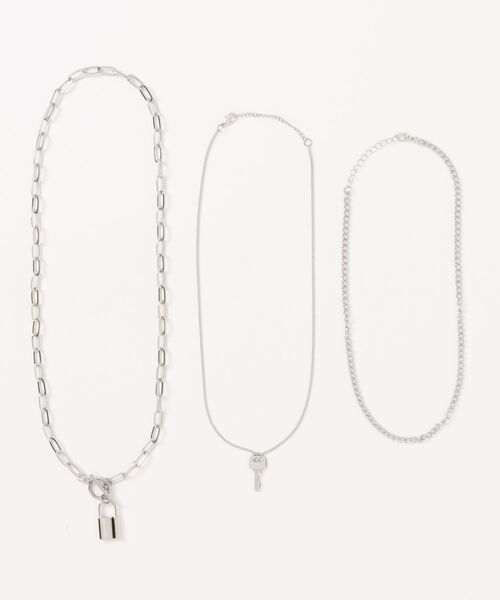 L LABEL（エルラベル） ネックレス 3本セットロック＆キーチェーン