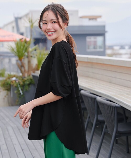 tシャツ 「サラごこち」ラウンドヘムチュニック レディース