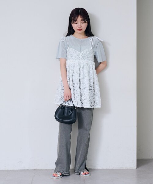 新品タグ付き】kastane ウェーブ刺繍チュニック アイボリー