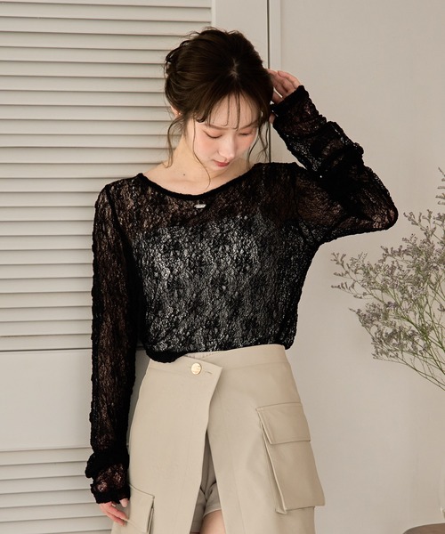 tシャツ long sleeve sheer inner / ロングスリーブシアーインナー レディース mideal tシャツ long sleeve sheer inner / ロングスリーブ