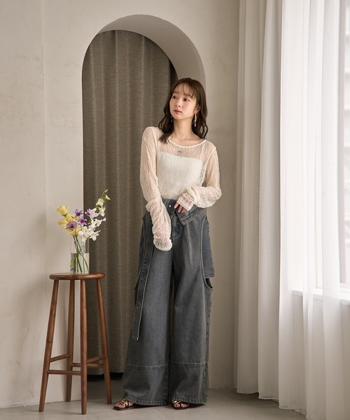 tシャツ long sleeve sheer inner / ロングスリーブシアーインナー レディース mideal tシャツ long sleeve sheer inner / ロングスリーブ