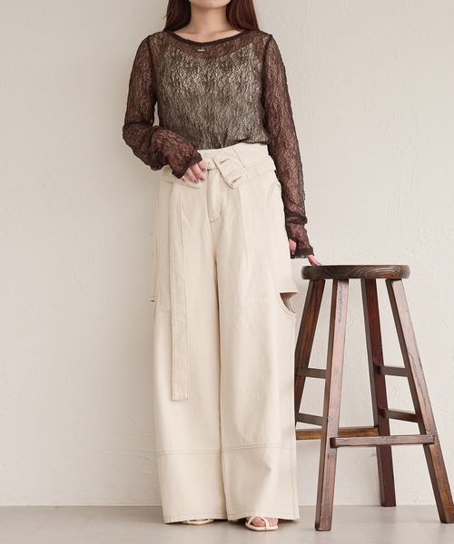 tシャツ long sleeve sheer inner / ロングスリーブシアーインナー レディース mideal tシャツ long sleeve sheer inner / ロングスリーブ