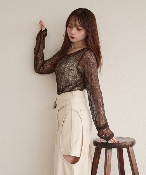 tシャツ long sleeve sheer inner / ロングスリーブシアーインナー レディース mideal tシャツ long sleeve sheer inner / ロングスリーブ