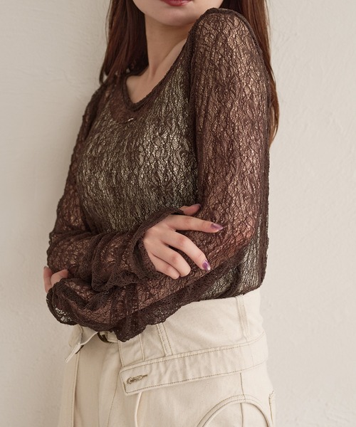 tシャツ long sleeve sheer inner / ロングスリーブシアーインナー レディース mideal tシャツ long sleeve sheer inner / ロングスリーブ