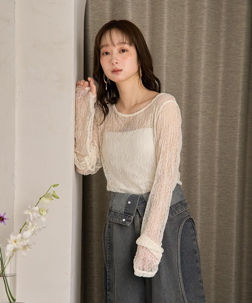 tシャツ long sleeve sheer inner / ロングスリーブシアーインナー レディース mideal tシャツ long sleeve sheer inner / ロングスリーブ