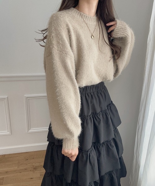 「LAUIR」 長袖ニット FREE ベージュ レディース_画像4