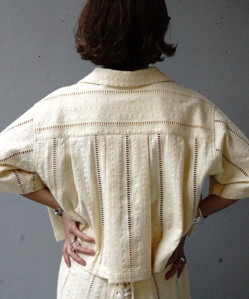 ブラウス シャツ Schott×RUMBLE RED（ショット×ランブルレッド）オリジナル刺繍半袖開襟シャツ レディース Schott×RUMBLE RED（ショット×ランブルレッド）オリジナル刺繍
