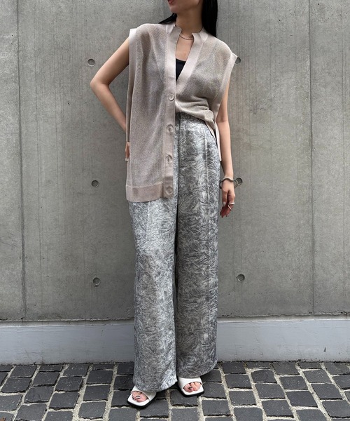 ベスト ジレ 「＆g'aime」ラメメッシュ編みカーディガン　Lurex Mesh Knit Cardigan レディース &g'aime ベスト ジレ 「＆g'aime」ラメメッシュ編みカーディガン