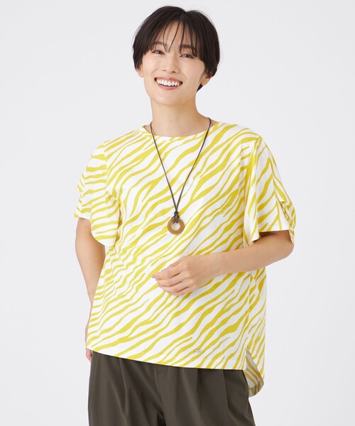 tシャツ 「ウォッシャブル」フローゼブラグリッタープリントカットソー レディース
