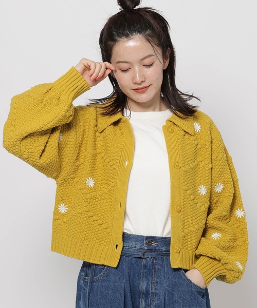 niko and… カーディガン フラワー刺繍ラクリルカーディガン