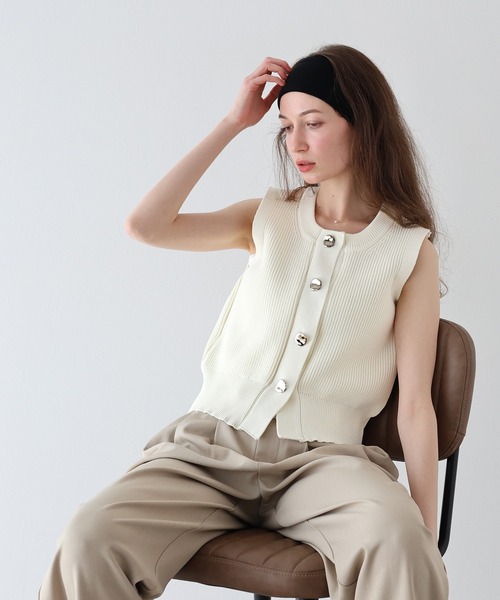 「J by blue」 ニットベスト MEDIUM グレー レディース