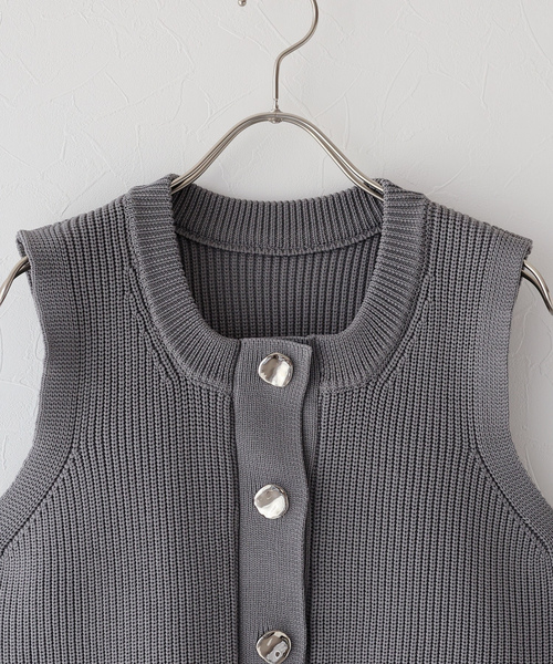 「J by blue」 ニットベスト MEDIUM グレー レディース