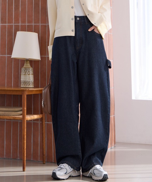 KsG ジーンズ デニム デニムパンツ ワイドレッグベルトデザインデニム