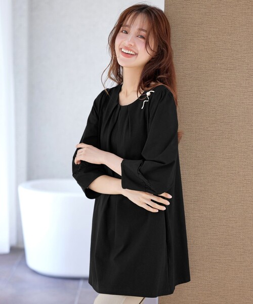 Tiaclasse tシャツ ランタンパフ袖カットソー切替チュニック