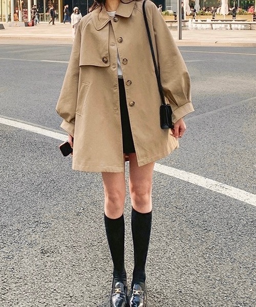 「LADY LIKE」 ステンカラーコート M ベージュ レディース_画像3