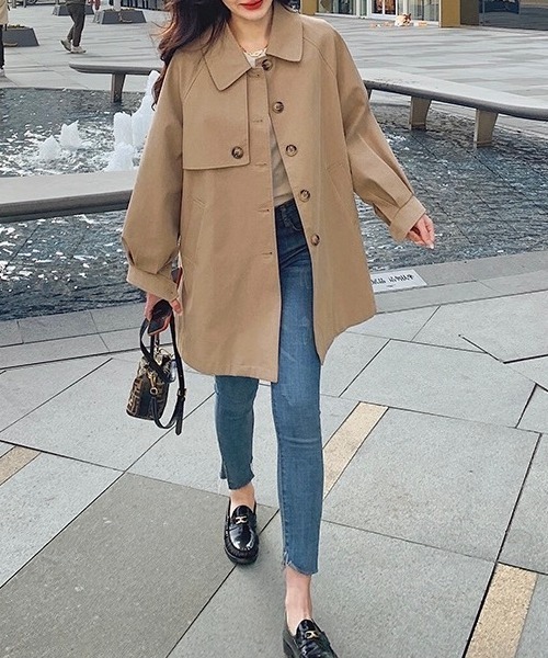 「LADY LIKE」 ステンカラーコート M ベージュ レディース_画像4