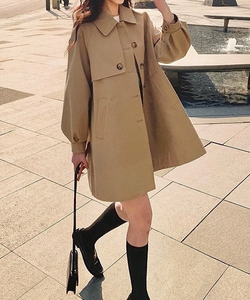 「LADY LIKE」 ステンカラーコート M ベージュ レディース_画像6