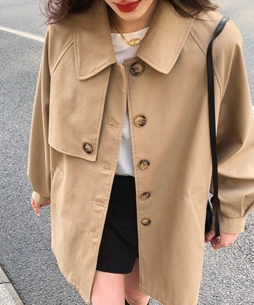 「LADY LIKE」 ステンカラーコート M ベージュ レディース_画像7