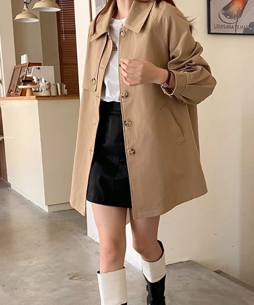 「LADY LIKE」 ステンカラーコート M ベージュ レディース_画像9