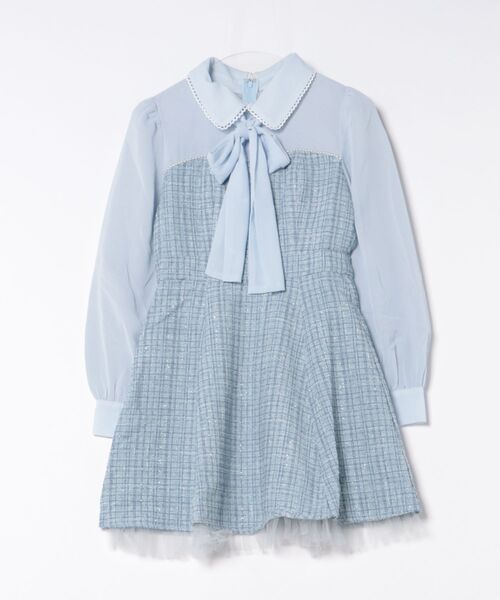 Suyunn ワンピース 2WAYリボン付きラメツイードドッキング