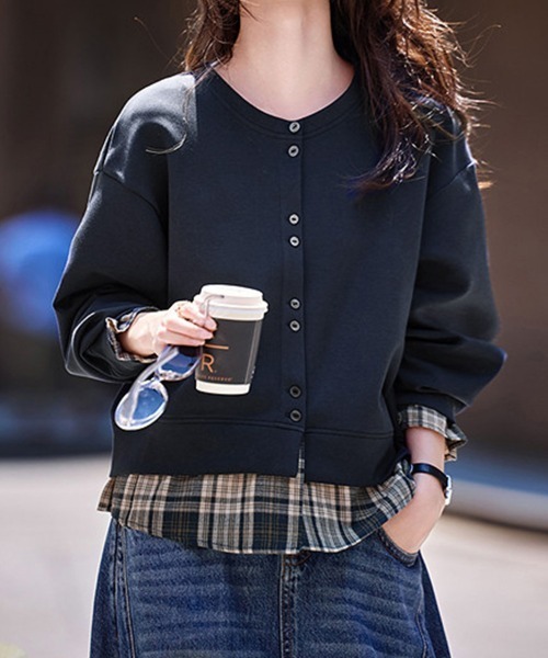 tシャツ レイヤード風チェック柄トップス レディース : ZOZOTOWN Yahoo