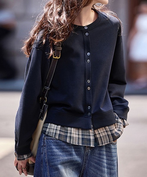 tシャツ レイヤード風チェック柄トップス レディース : ZOZOTOWN Yahoo