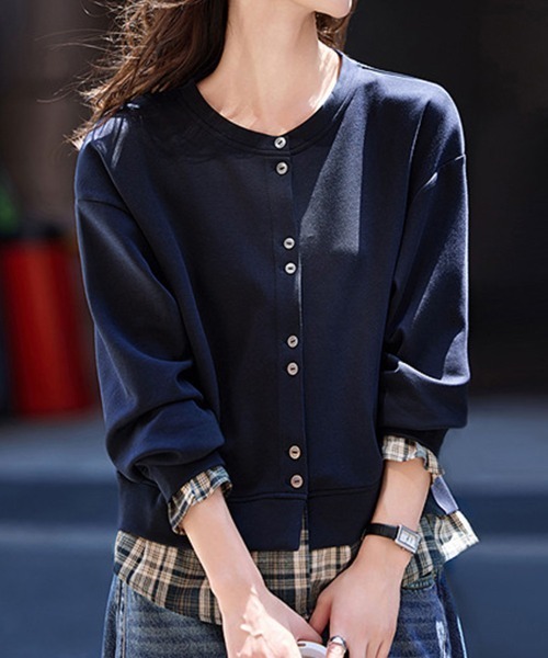 tシャツ レイヤード風チェック柄トップス レディース : ZOZOTOWN Yahoo