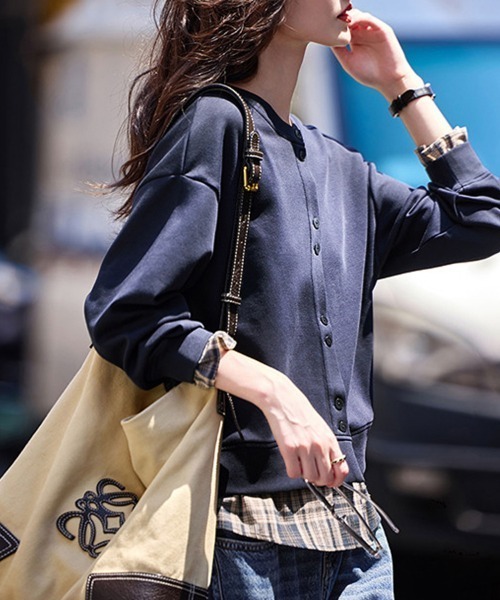tシャツ レイヤード風チェック柄トップス レディース : ZOZOTOWN Yahoo