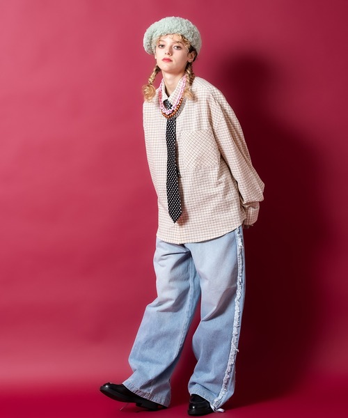 シャツ a.p.o.v. ソフトコットンクロップド丈レトロチェックシャツ