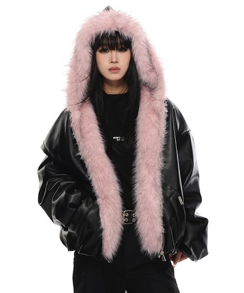 mushwear（マッシュウェア） ブルゾン アウター ピンクファーフード