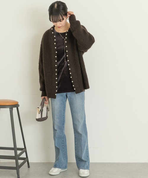 「UR Lab.」 ニットカーディガン FREE ブラウン レディース_画像3