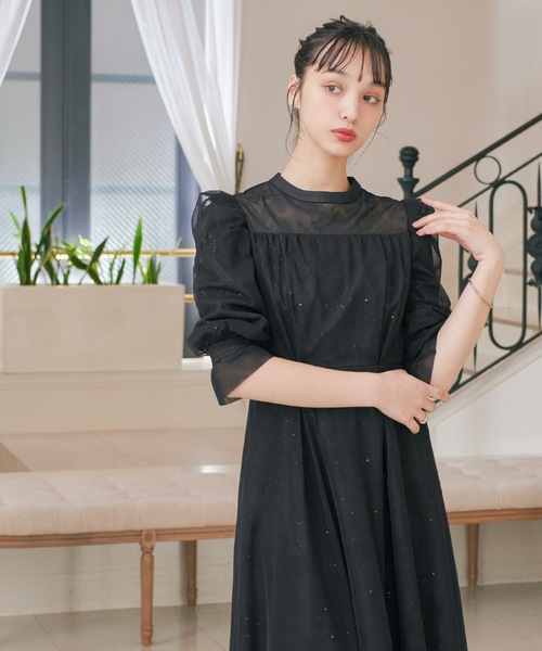 「niana」 7分袖ワンピース M ブラック レディース_画像4